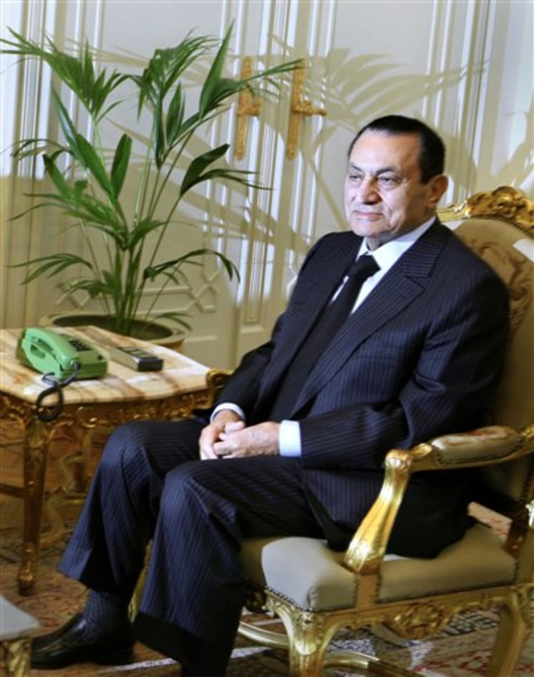 Former Egyptian President Hosni Mubarak, shown last week in his presidential palace, reportedly is ill.